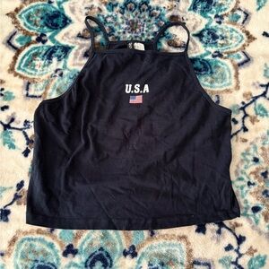 USA Flag Women's Navy Blue Tank Top